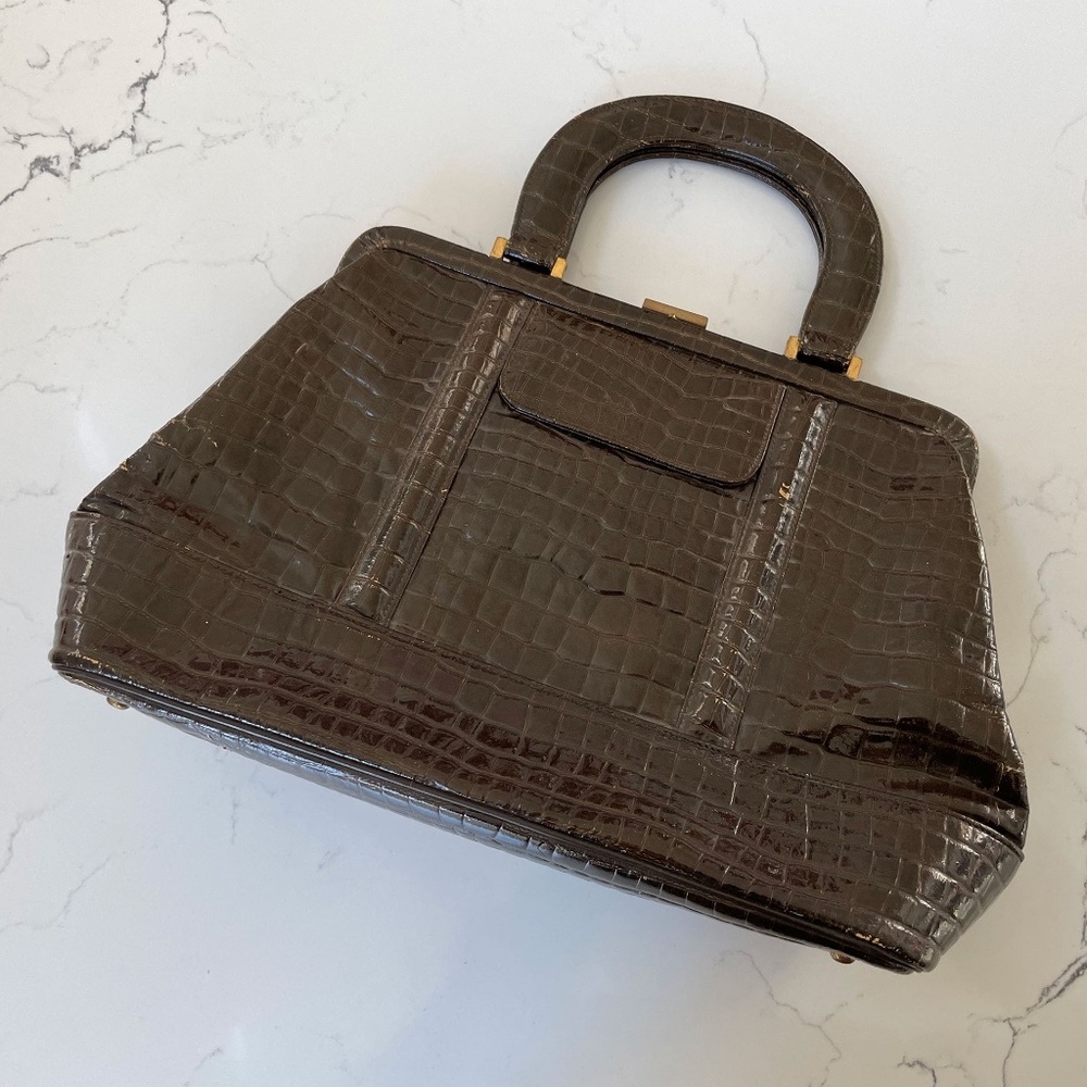 Vintage 1940-50s Alligator Structured Handbag